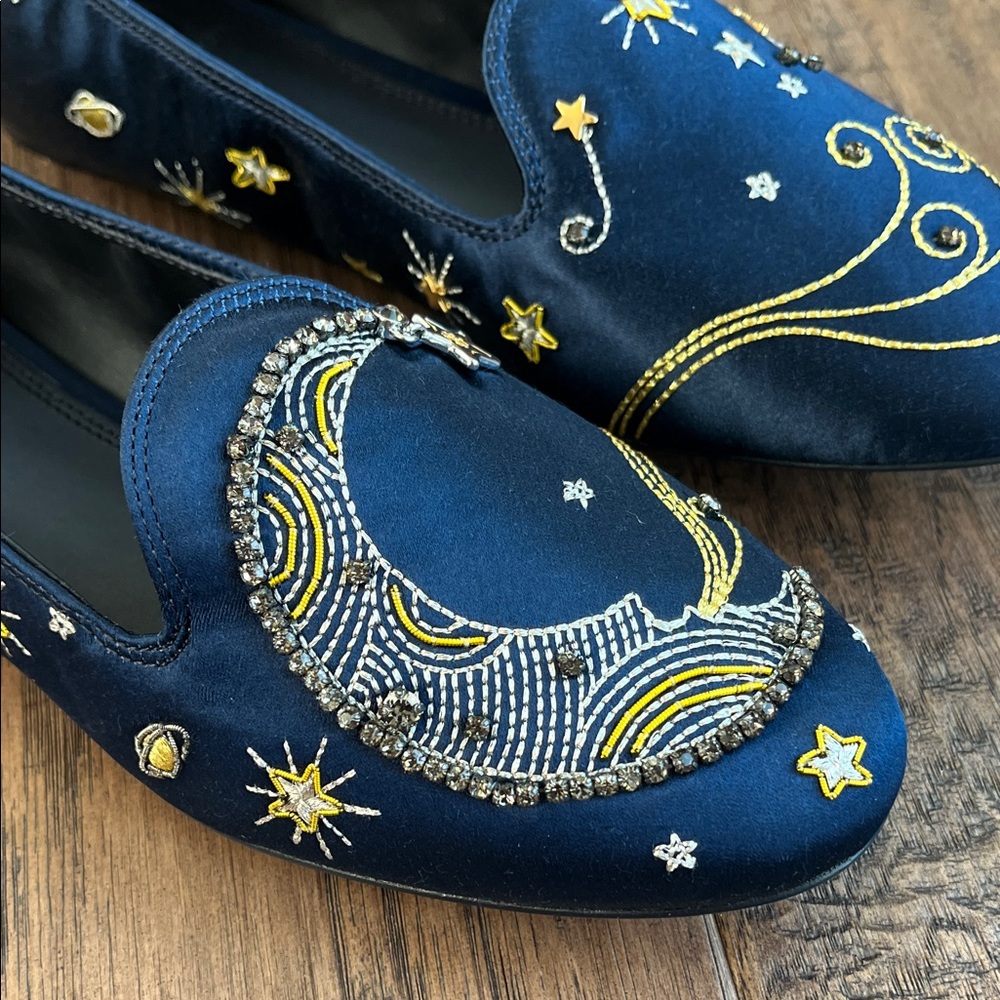 Embroidered Navy Blue Loafers - Picture 5 of 7